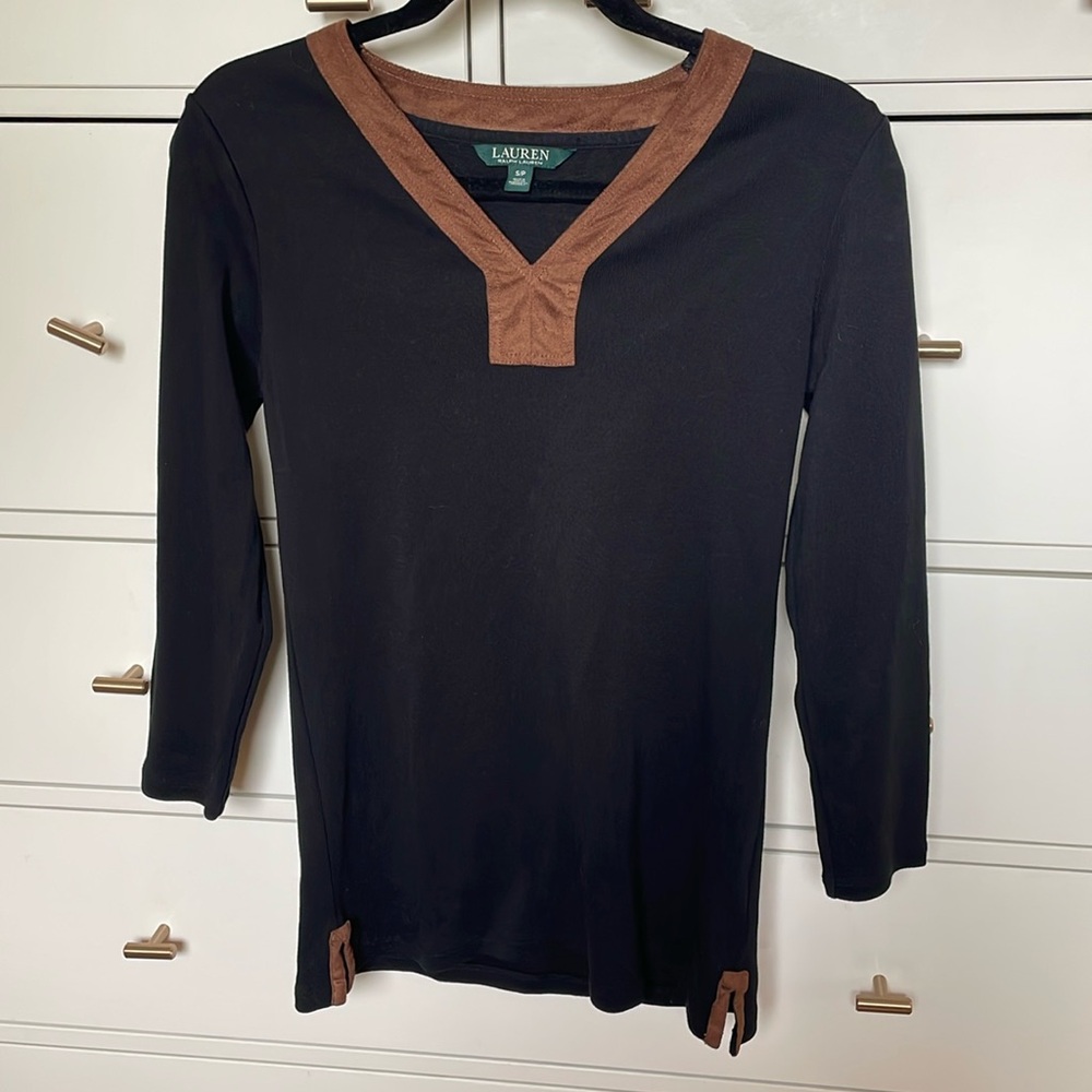 Ralph Lauren Black and Faux suede shirt